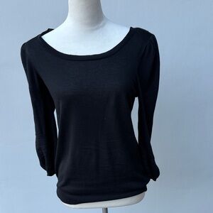 Joie Classic Black Long Sleeve Open Neck Top size small